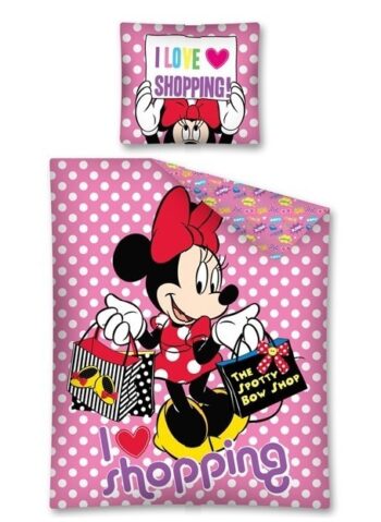 Parure copripiumino singolo Minnie "I love shopping" 100% cotone