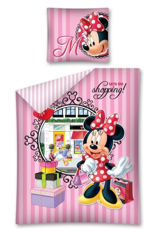 Parure copripiumino singolo Minnie "Let's go Shopping" 100% cotone