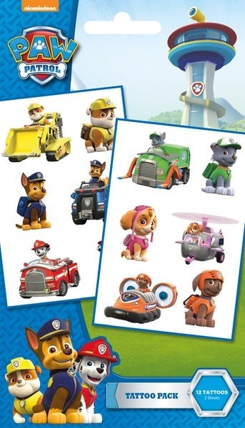 Paw Patrol - 2 fogli di tatuaggi "Veicoli"