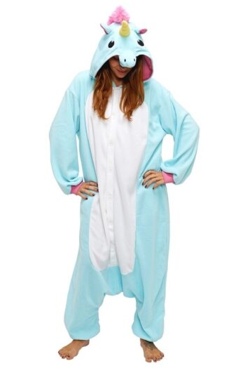 Pigiamone Kigurumi adulto Unicorno Celeste - Taglia Regular