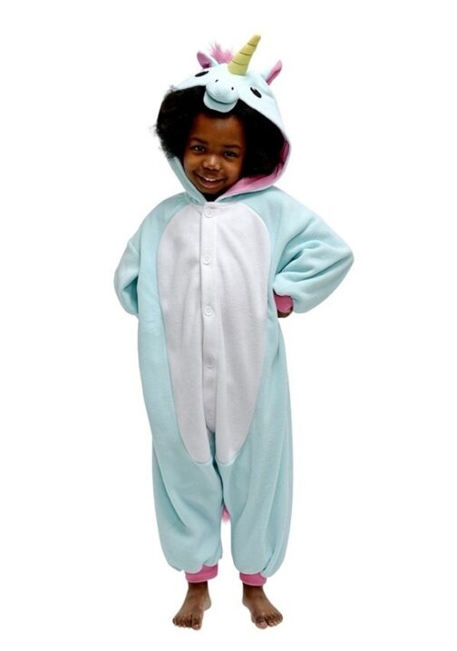 KIGURUMI PIGIAMONE BAMBINA UNICORNO CELESTE