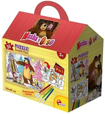 Masha e Orso Puzzle Casetta con Pennarelli 35 Pezzi