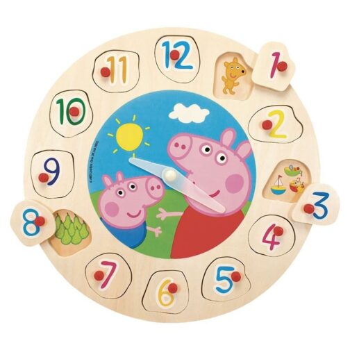 Peppa Pig - Puzzle e orologio di legno