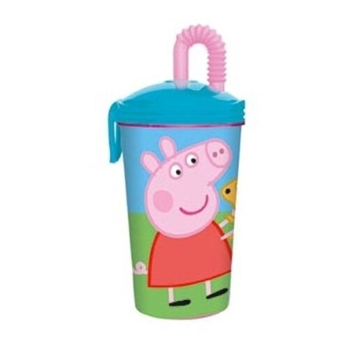 Bicchiere grande con cannuccia Peppa Pig