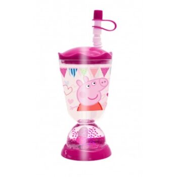 Bicchiere con cannuccia e personaggio Peppa Pig