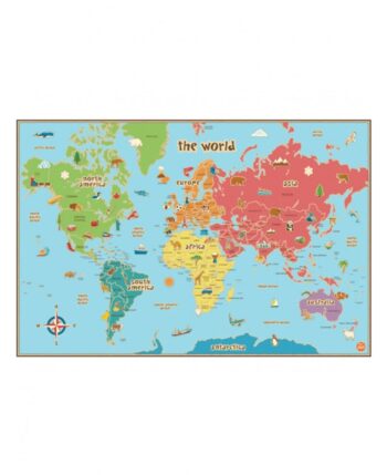 Mappa del Mondo adesiva laminata con penna