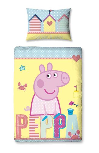 Completo copripiumino lettino con sponde Peppa Pig Seaside