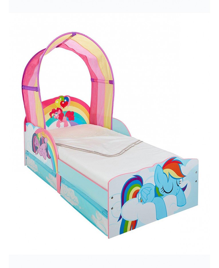 18 Il pony arcobaleno, 180x80 Letto per bambino Cameretta per bambino con materasso Cassetto ACMA II 