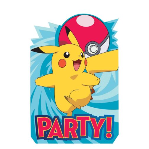 Pokèmon confezione 8 inviti festa a tema