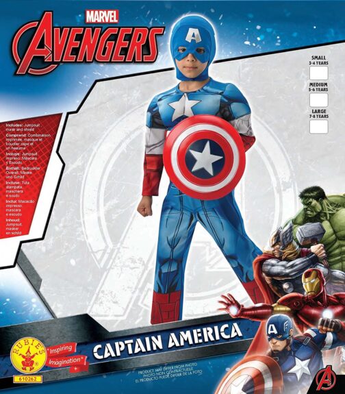 Costume Capitan America con muscoli 7-8 anni