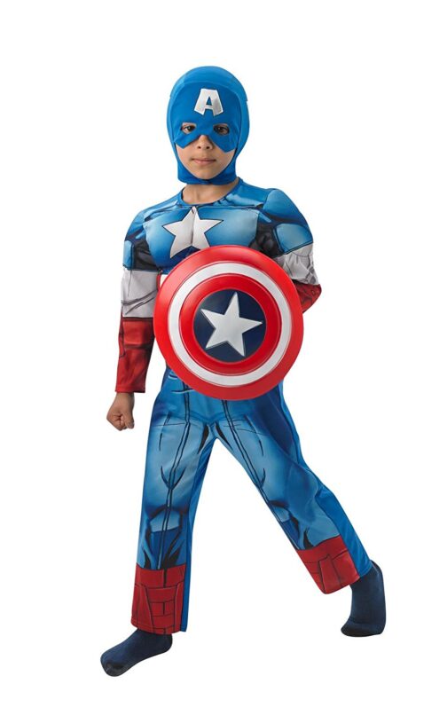 Costume Capitan America con muscoli 7-8 anni