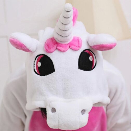 Tuta pigiamone unicorno bianco fucsia