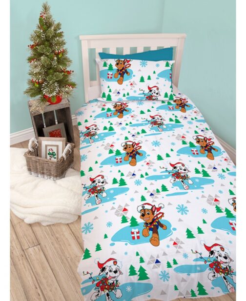 Parure copripiumino letto singolo Paw Patrol Christmas