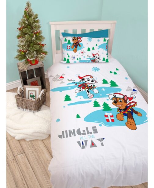 Parure copripiumino letto singolo Paw Patrol Christmas