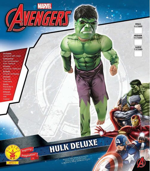 Costume Hulk con muscoli 7-8 anni