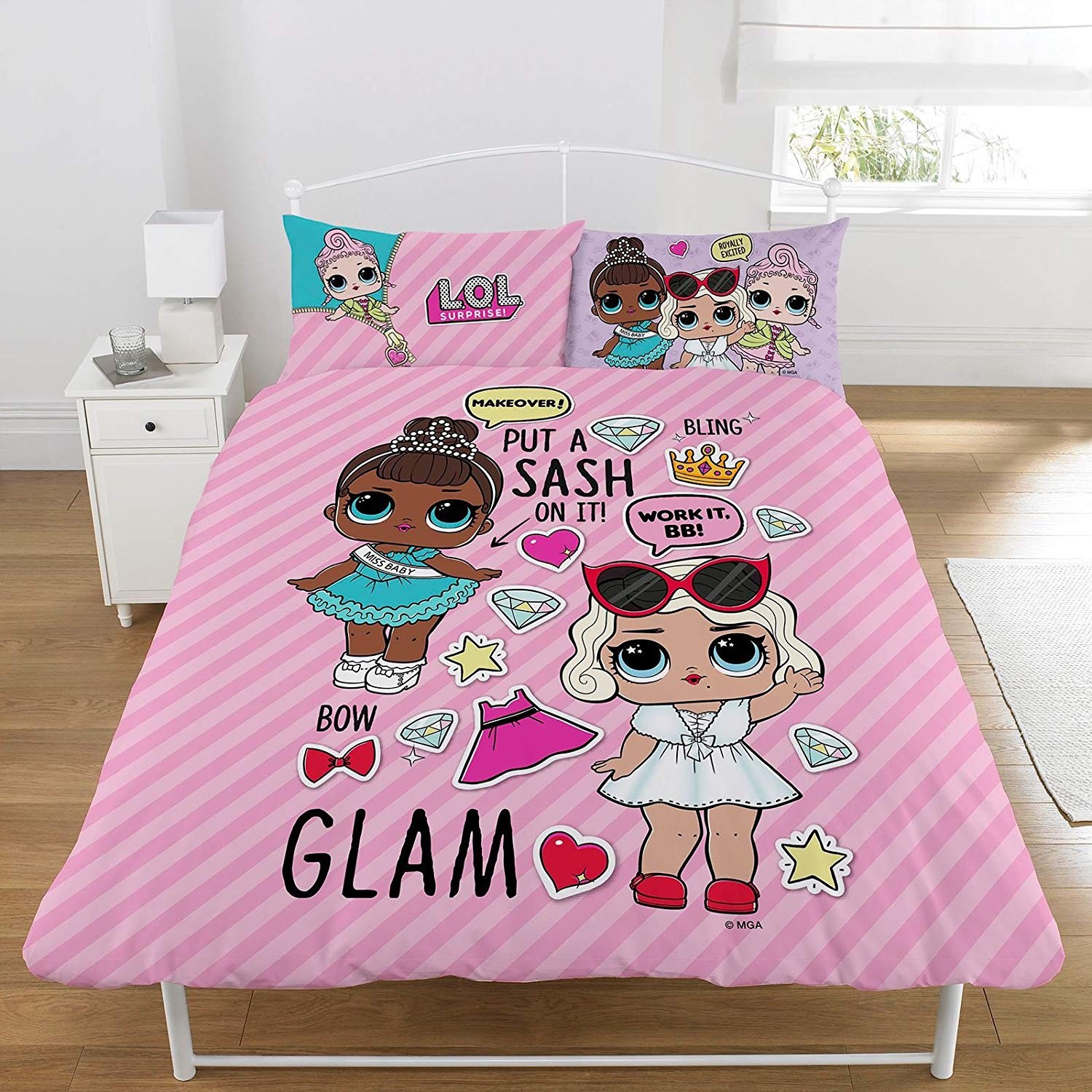 Set di biancheria da letto per bambini 135 x 200 cm con glitter PHU Carbotex LOL Surprise 