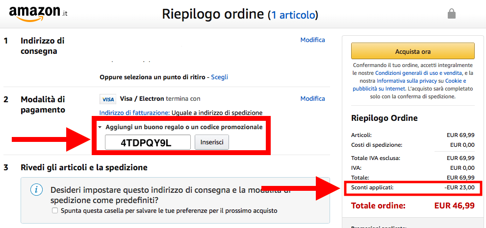 Come usare i codici sconto amazon