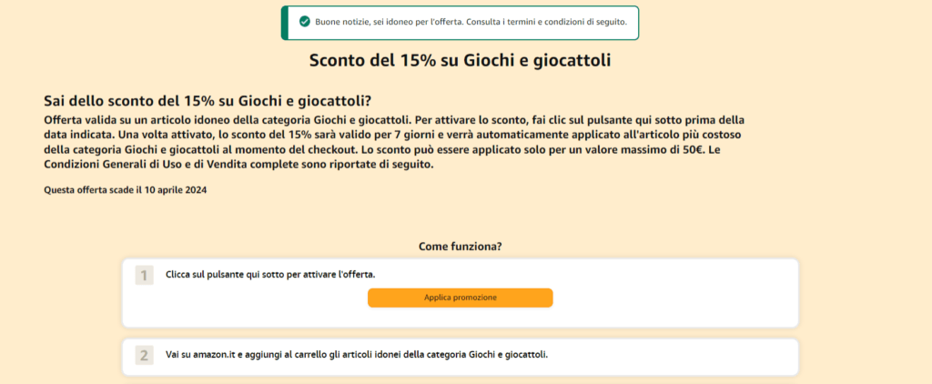 sconto 15% giochi amazon